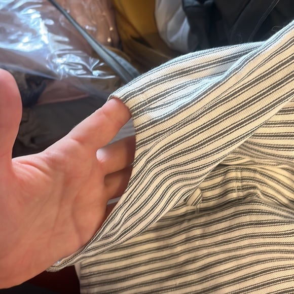 Vintage 90s Striped Heavy Cotton Ticking Shift Dress - Picture 9 of 11